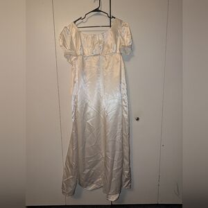 Handmade Regency Jane Austen Pride And Prejudice Wedding Prom Dress White Satin